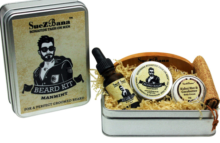 SueZbana For Men Organic Grooming Beard Kits Gift Sets Manmint