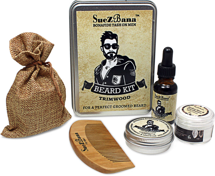 SueZbana For Men Organic Grooming Beard Kits Gift Sets Trimwood